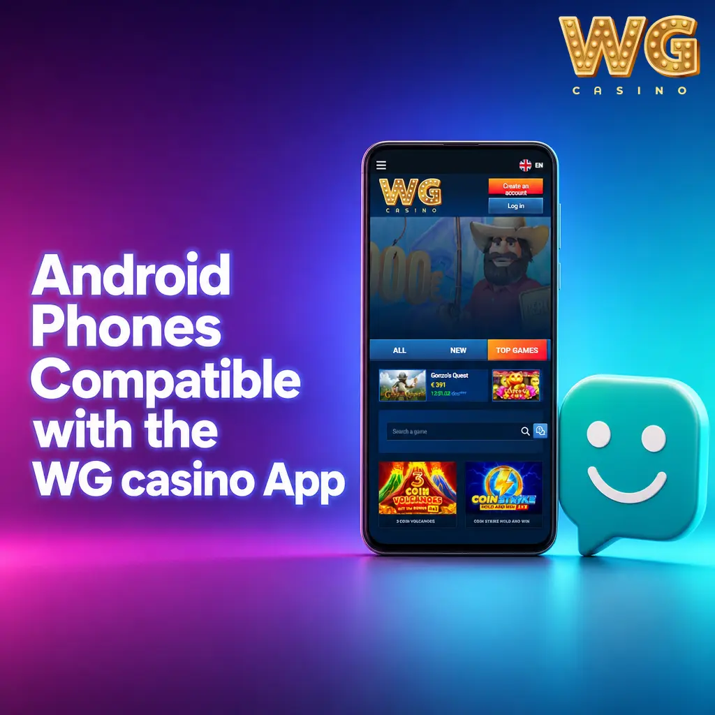 Android phones compatible with the WG casino app, including Samsung Galaxy, Google Pixel and OnePlus models