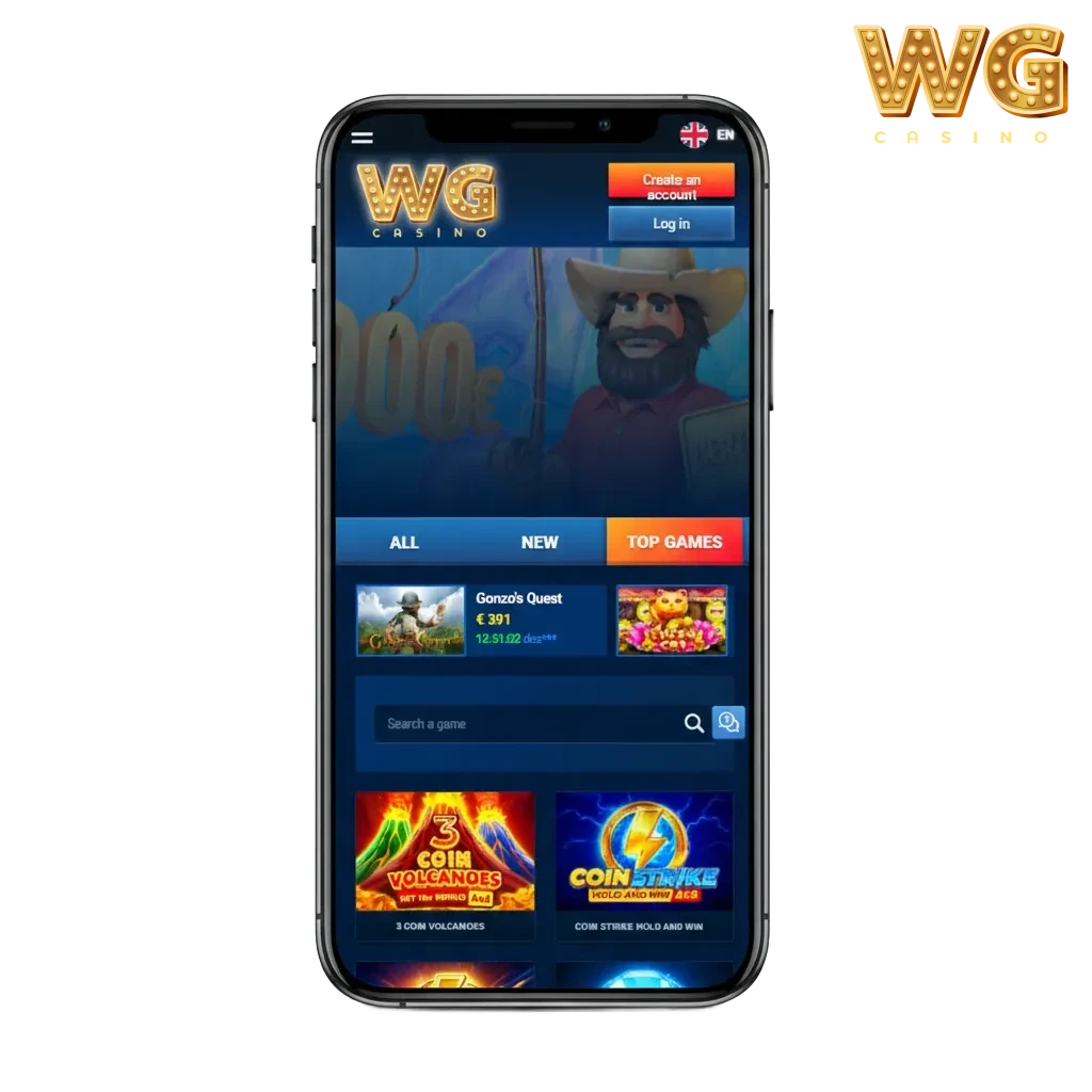 WG Casino app for Android and iOS: betting, casino, Visa/Mastercard and USDT; UK legal; multilingual; new player bonuses.