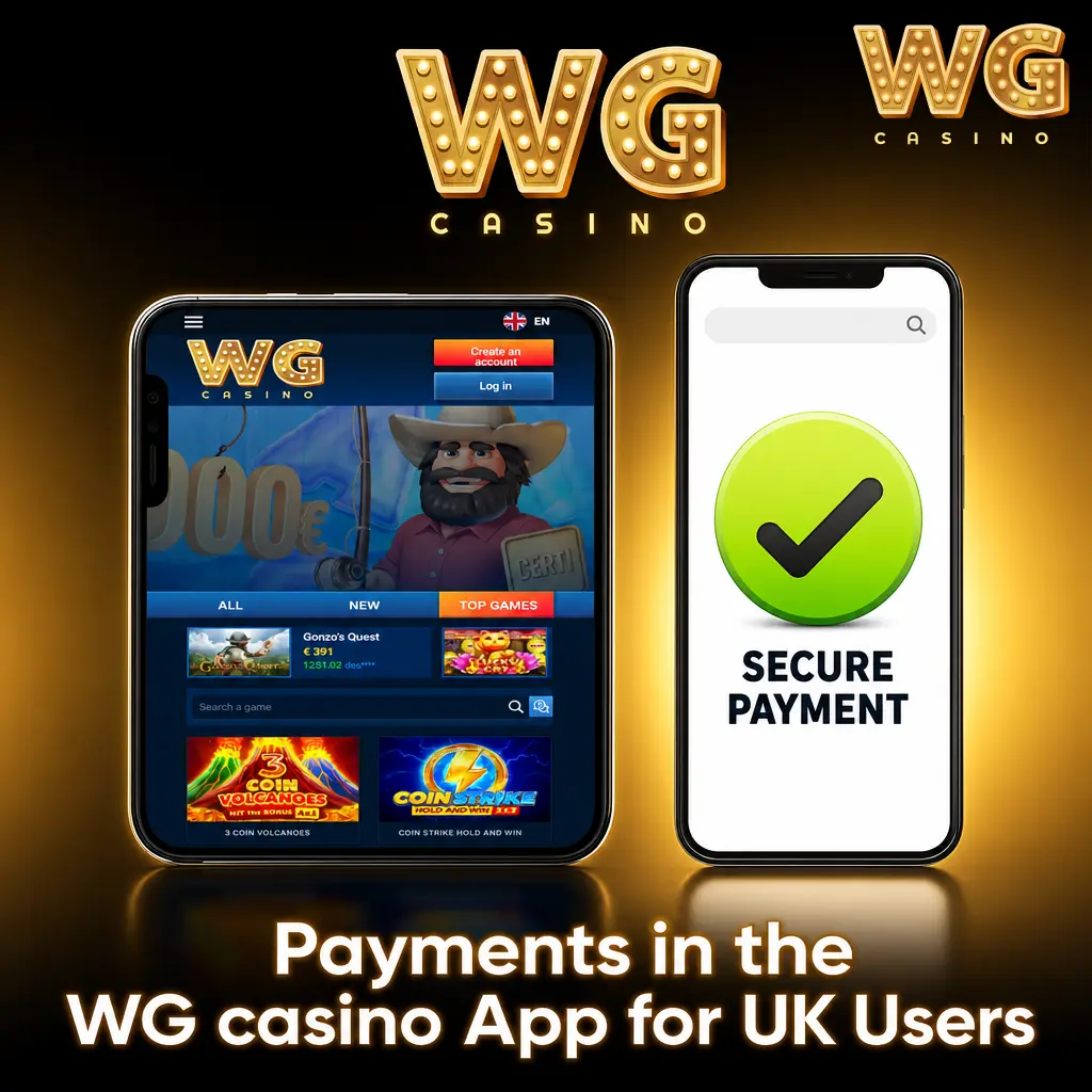 WG casino app payment options for UK users: Visa Debit, Mastercard Debit and USDT ERC20 deposits