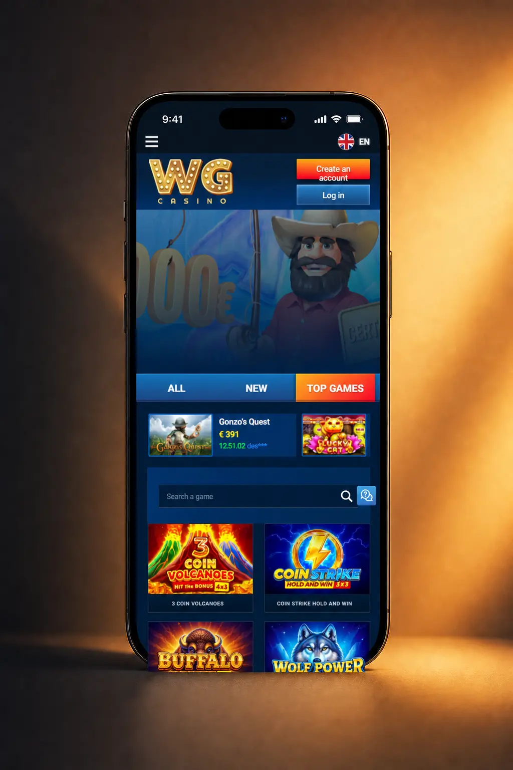 WG Casino live dealer session guide showing registration, deposit, stream test and game filters