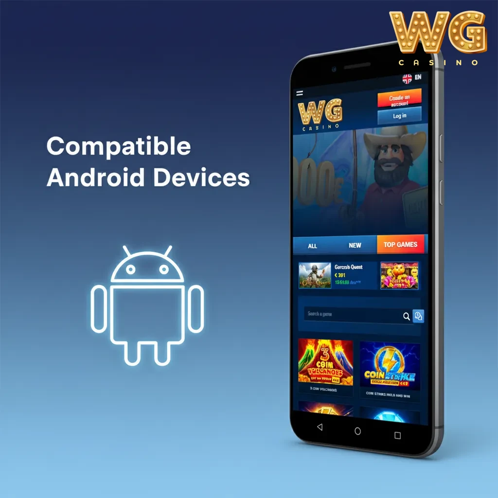 WG casino app supports Android phones: Samsung S21-S23, A54; Pixel 6-8; OnePlus 9-11; Redmi Note 12; Nothing Phone (1); etc.