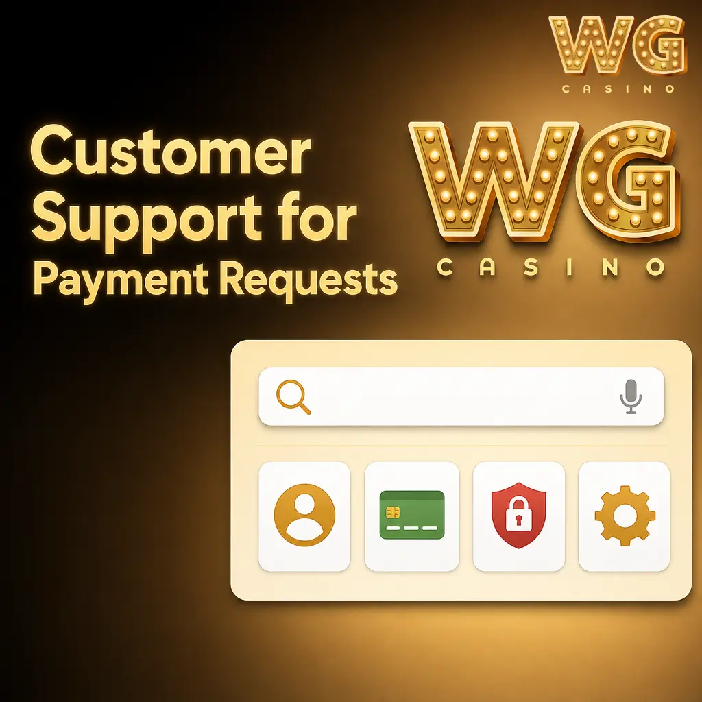 Customer support options for payment requests, including deposits, withdrawals and verification updates