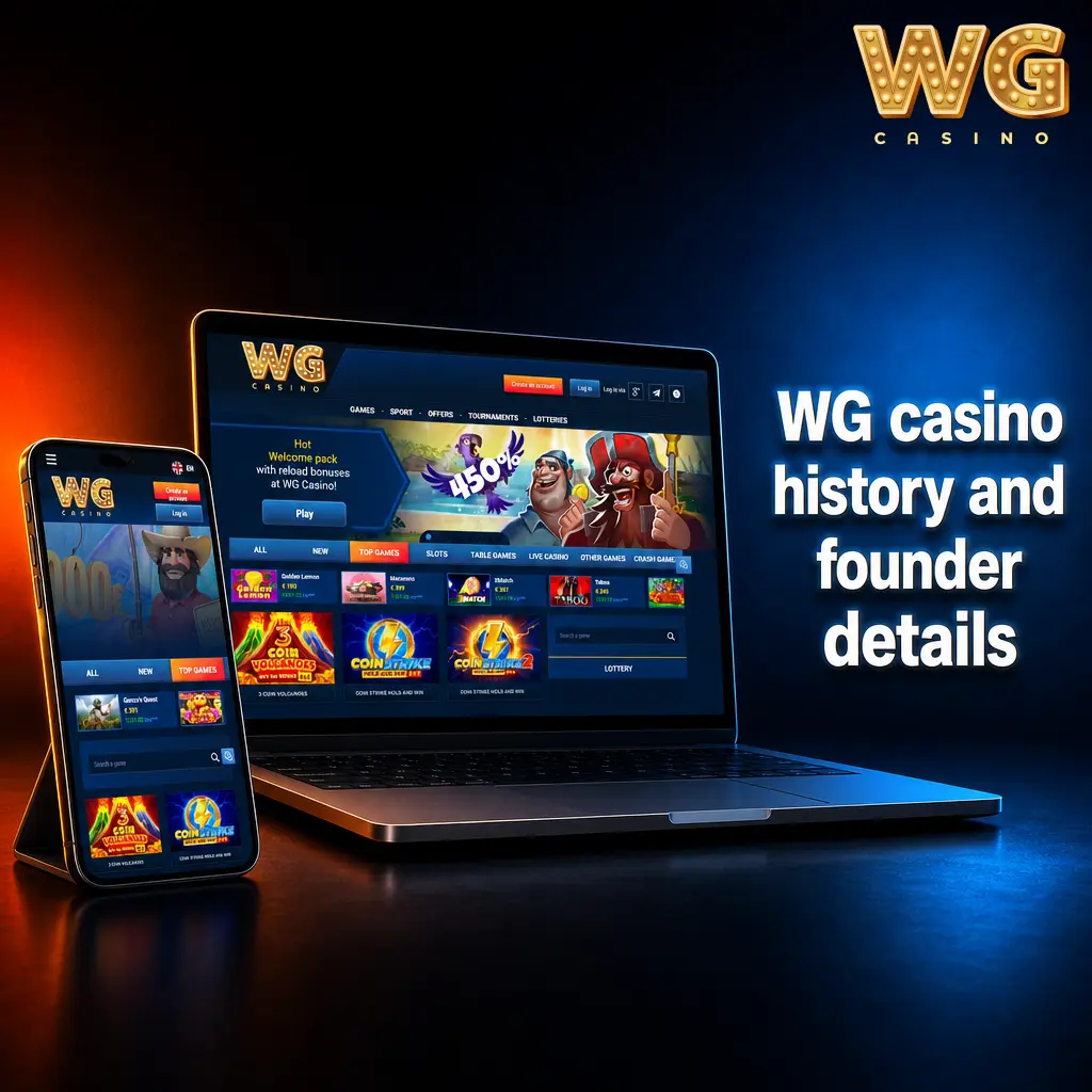 WG Casino history overview noting unconfirmed founder, CEO and company records with deposit tier bonus strategy