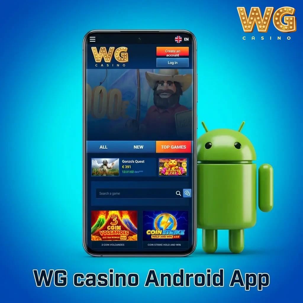 WG Casino Android app installation steps on phone, with APK download, settings permission and login for payments